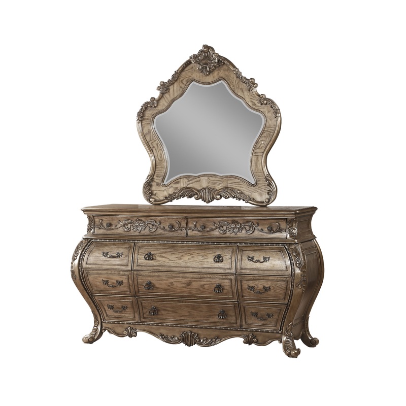 ACME Ragenardus Mirror, Vintage Oak – Victorian – Wall Mirrors – by Acme Furniture