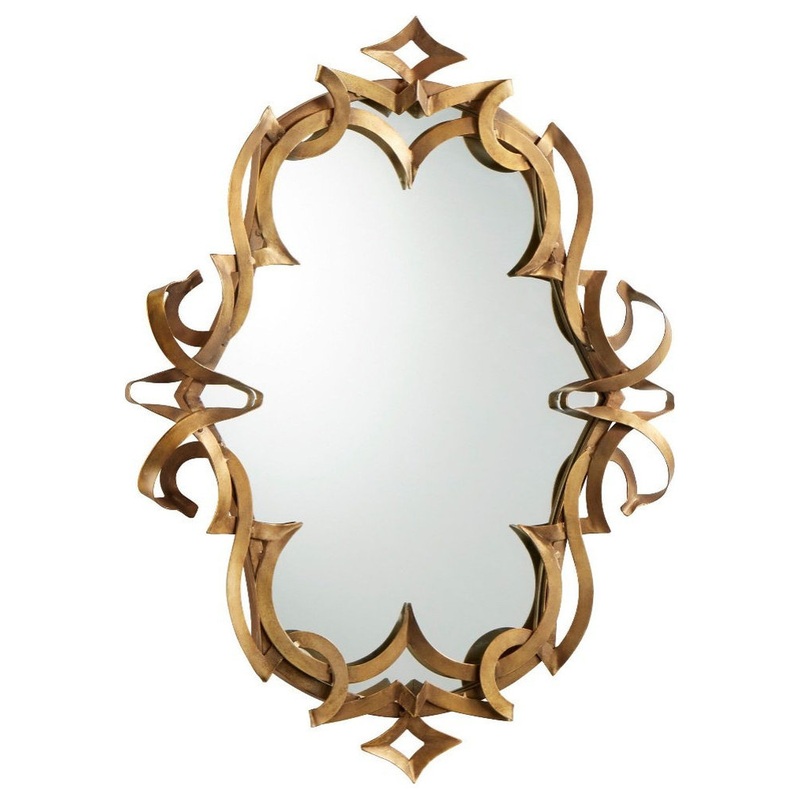 Vintage Art Deco Wall Mirror in Gold Finish Handcrafted Tribal Art Frame 28.5 – Contemporary – Wall Mirrors – by Bailey Street Home