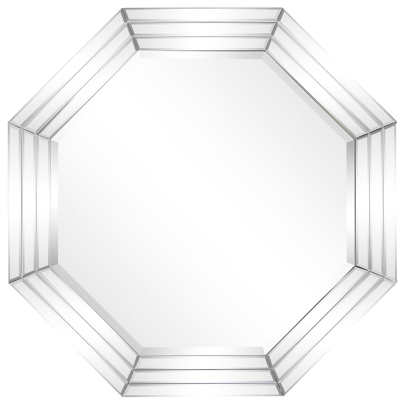 Beveled Multi Faceted Octagons Wall Mirror, 1″ Beveled Center, Wood Frame – Contemporary – Wall Mirrors – by Empire Art Direct