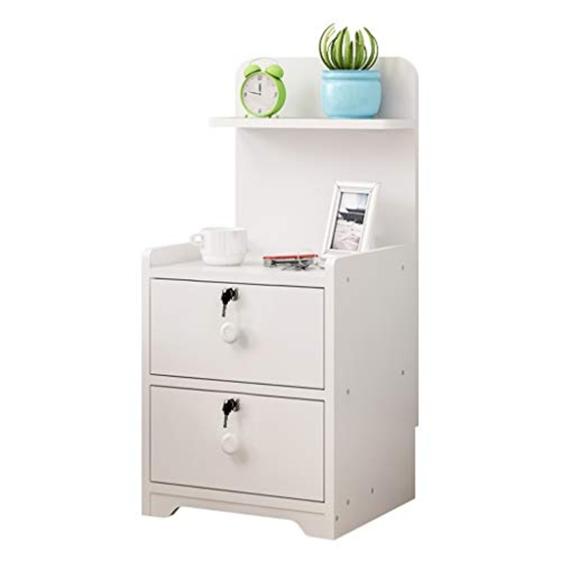 Comodino Smontaggio Addensare con la Serratura Assemblea Doppio pompaggio Corridoio Locker Bagno Solido della Famiglia di Legno Camera da Letto Soggiorno Multifunzione 32.5X26X70cm FANJIANI